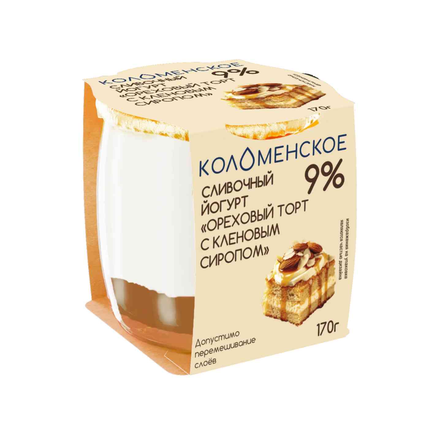 Йогурт сливочный Коломенский Мак-Бисквит-Чернослив 9%