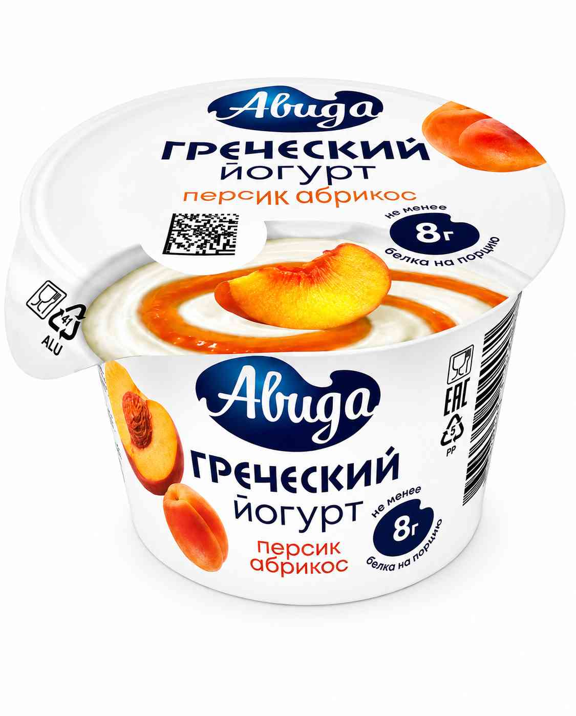 Йогурт Греческий Авида персик-абрикос 1,5%