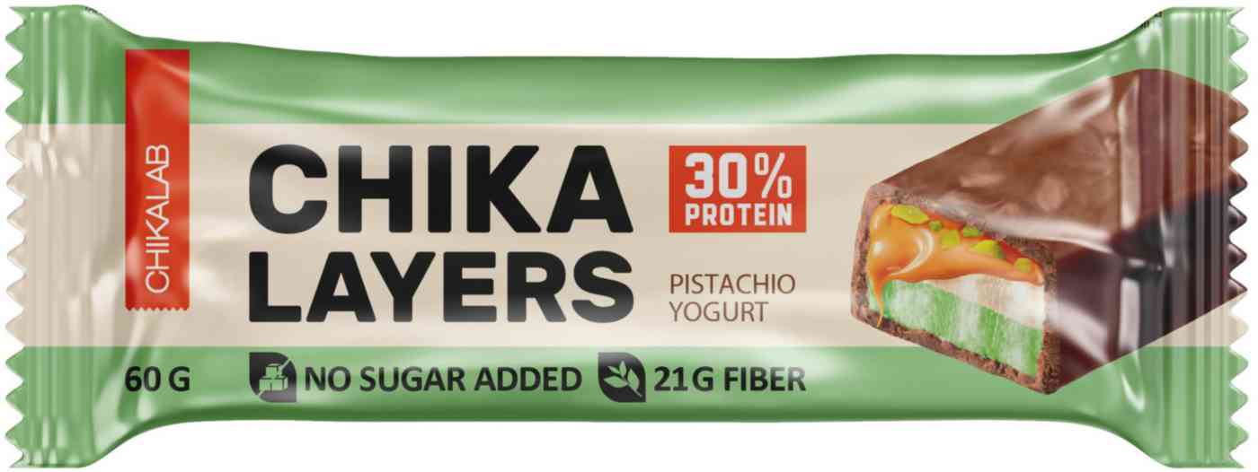 Батончик протеиновый Chikalab Chika Layers фисташковый йогурт BombBar