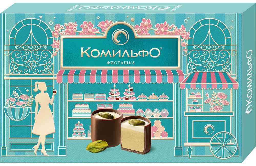 Конфеты шоколадные с двухслойной начинкой Комильфо Фисташка