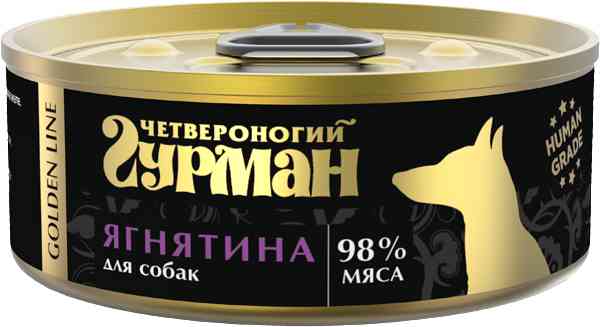 Влажный корм для собак Четвероногий гурман Golden line ягнятина в желе