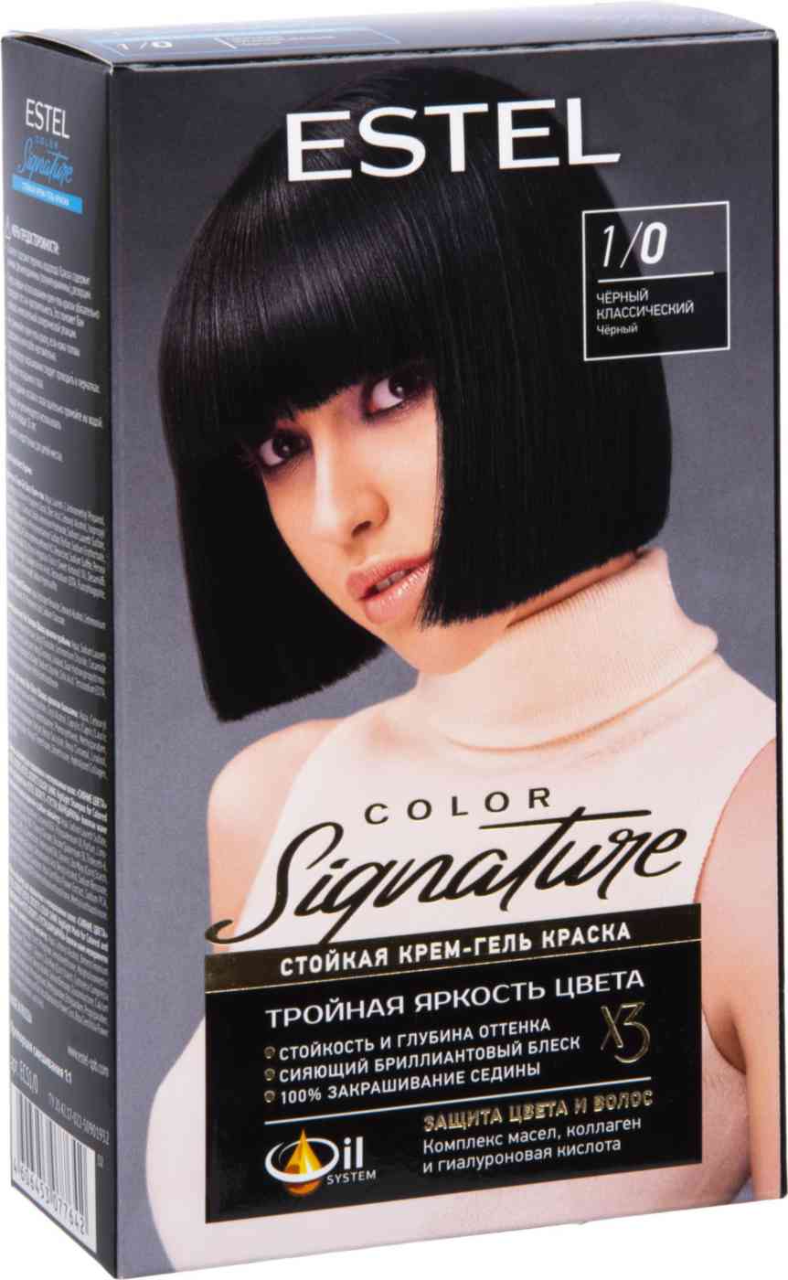 Крем-гель краска для волос Estel Color Signature 1/0 Черный классический