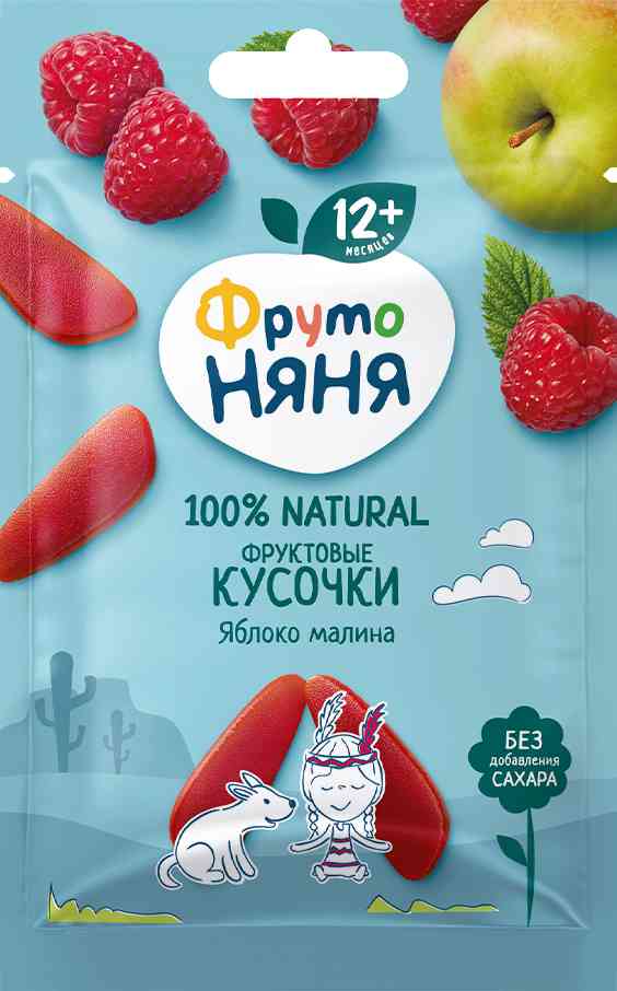 Фруктовые кусочки ФрутоНяня Яблоко-малина с 12 месяцев