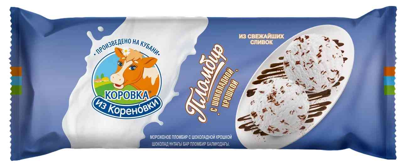 Мороженое пломбир Коровка из Кореновки ванильный с шоколадной крошкой 15%