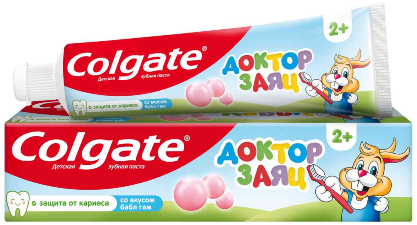 Зубная паста детская Colgate Доктор Заяц защита от кариеса бабл гам с 2 лет
