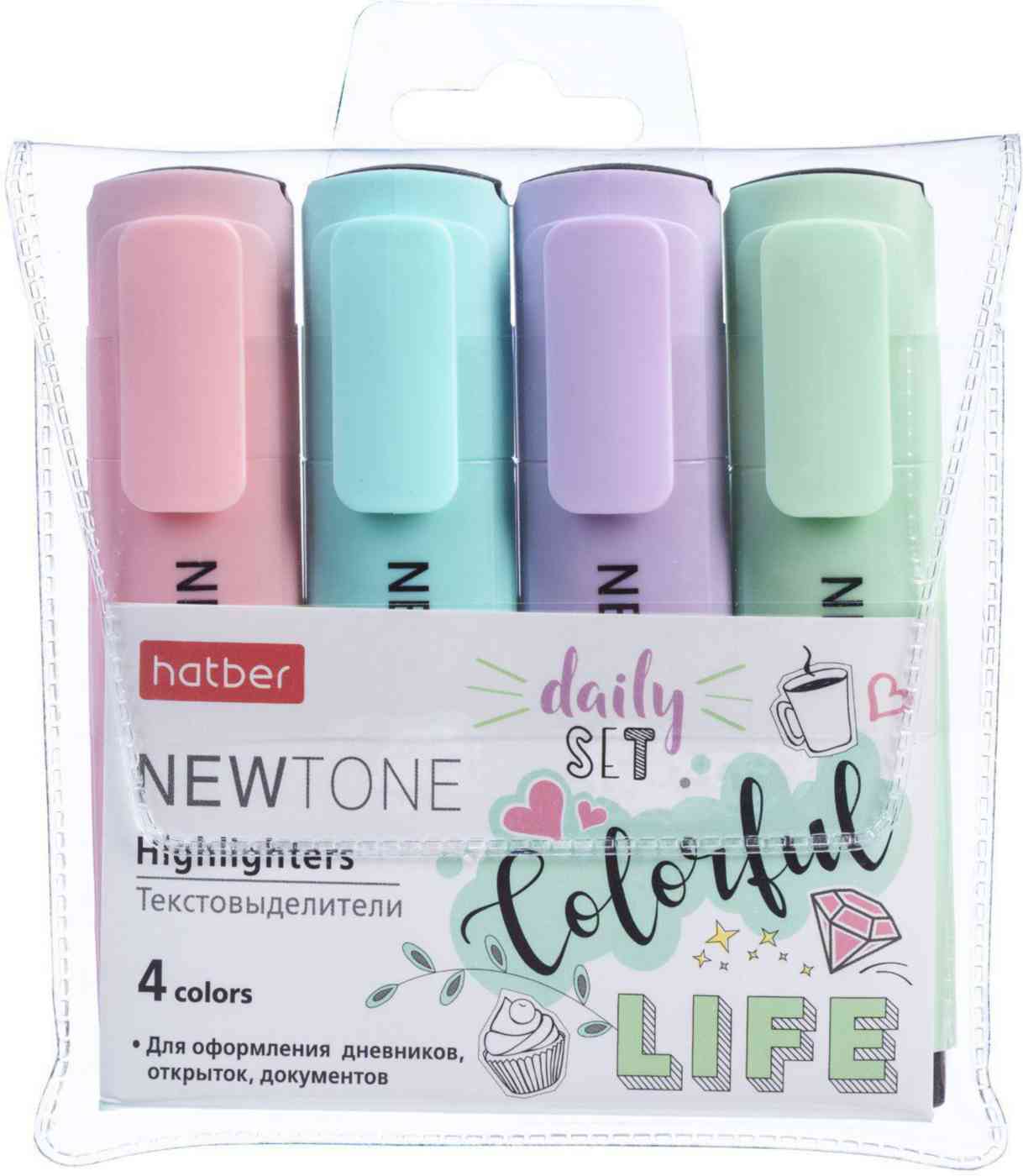 Набор текстовыделителей Hatber New tone pastel