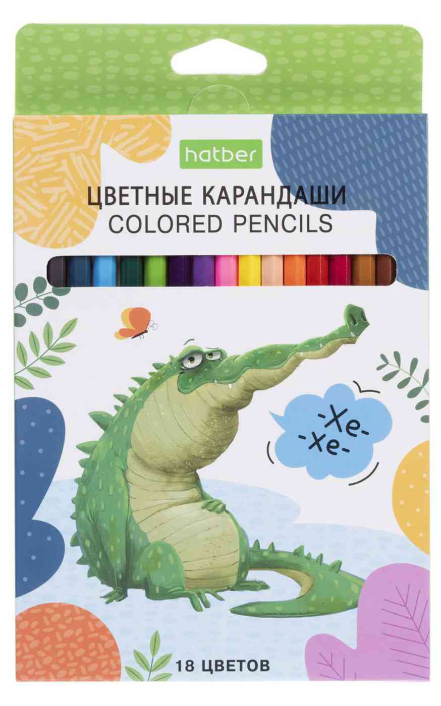 Карандаши цветные шестигранные Hatber Eco zoo
