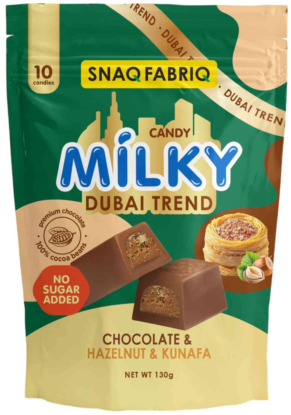 Шоколад молочный Snaq Fabriq Milky Dubai Trend фундук-кунафа без сахара BombBar