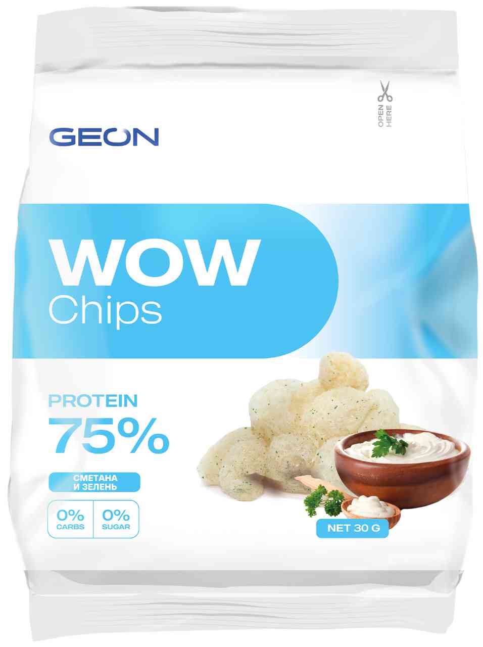 Чипсы протеиновые Geon WOW Chips Сметана и зелень