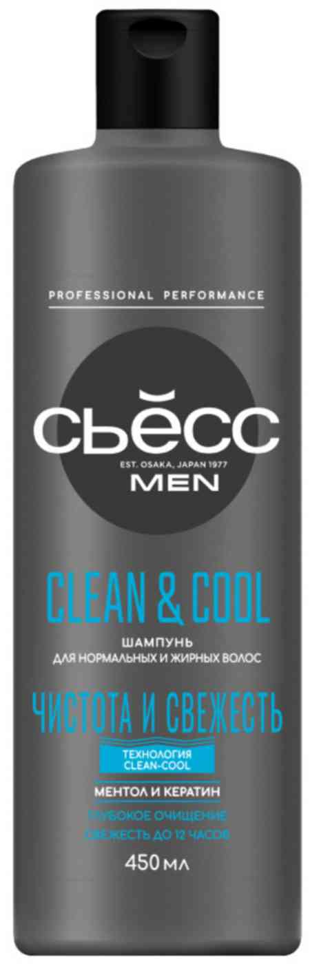 Шампунь для нормальных и жирных волос Сьёсс Men чистота и свежесть