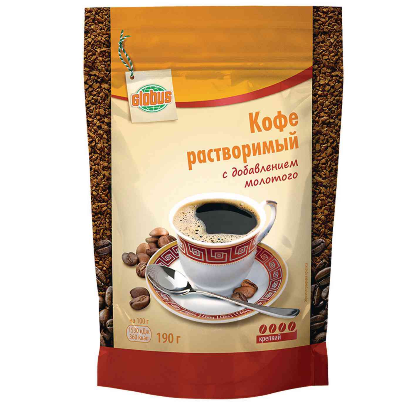 Кофе растворимый Глобус с добавлением молотого крепкий
