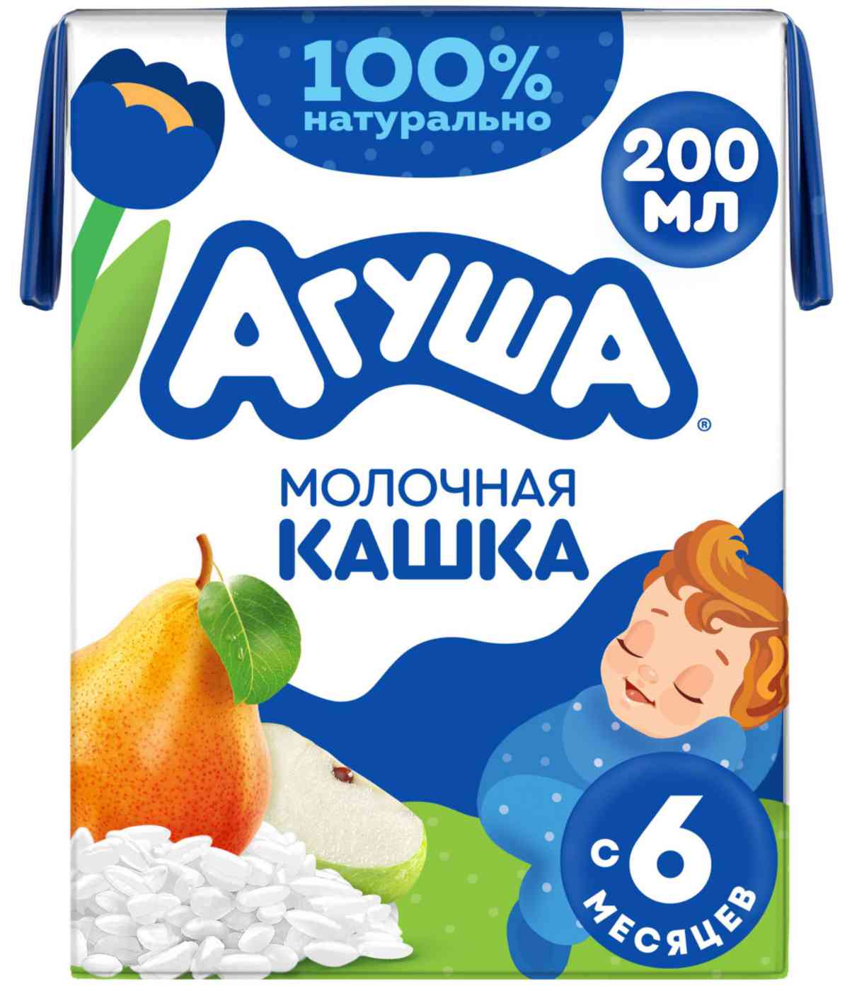 Каша рисовая молочная Агуша Засыпай-ка яблоко-груша с 6 месяцев