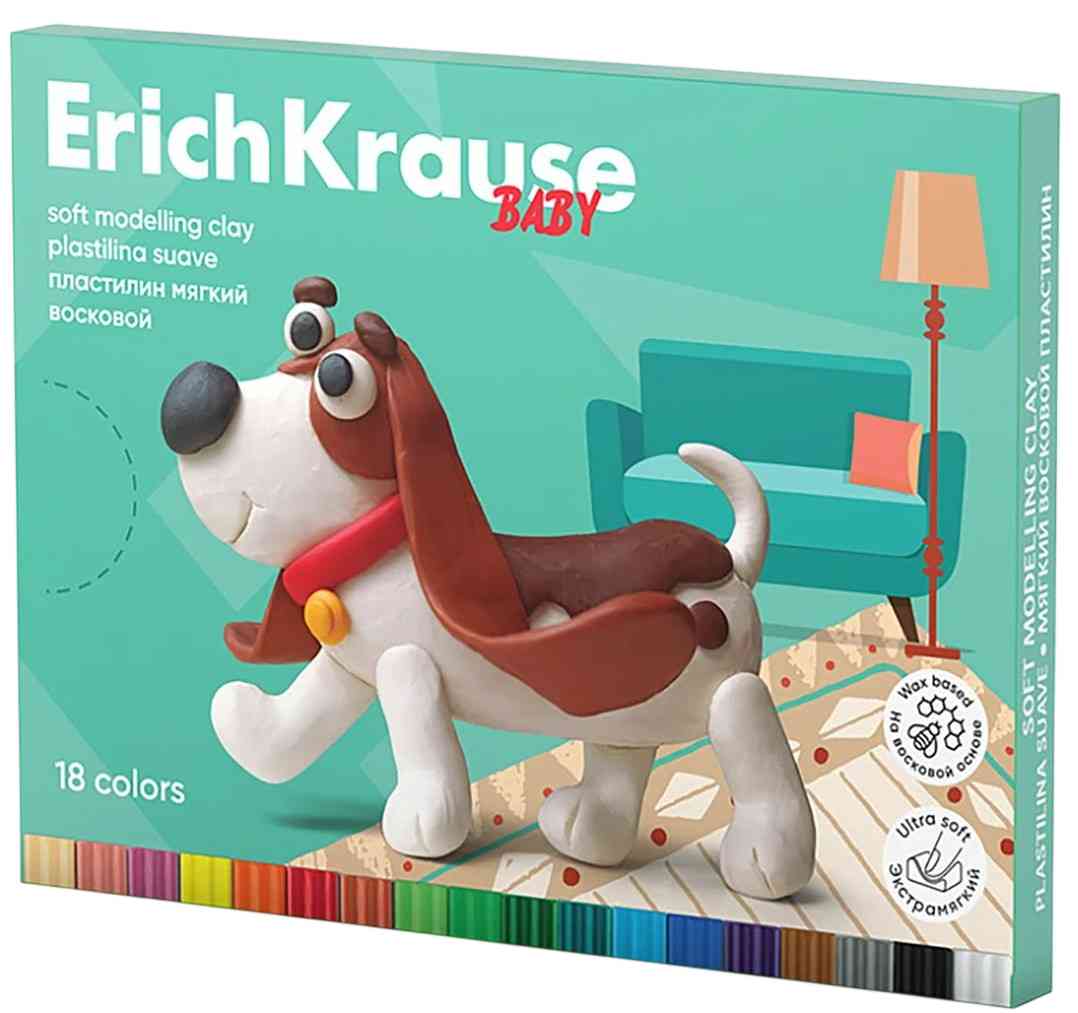 Пластилин мягкий восковой ErichKrause Baby со стеком