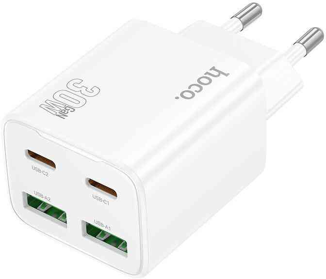 Зарядное устройство сетевое Hoco N56 Fundador,  2xUSB-USB-TypeC