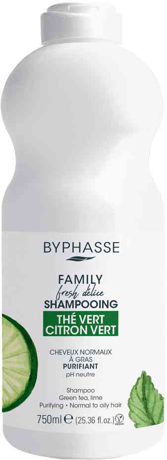 Шампунь для волос, склонных к жирности Byphasse Family Зеленый чай и лайм