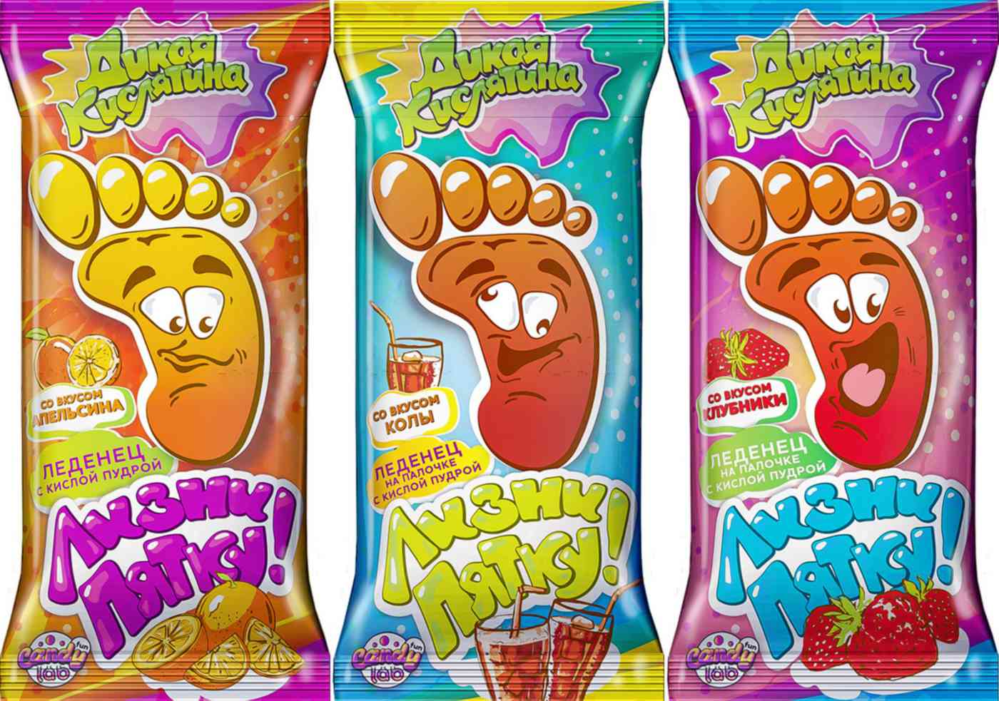 Карамель леденцовая Fun Candy Лизни пятку, в ассортименте