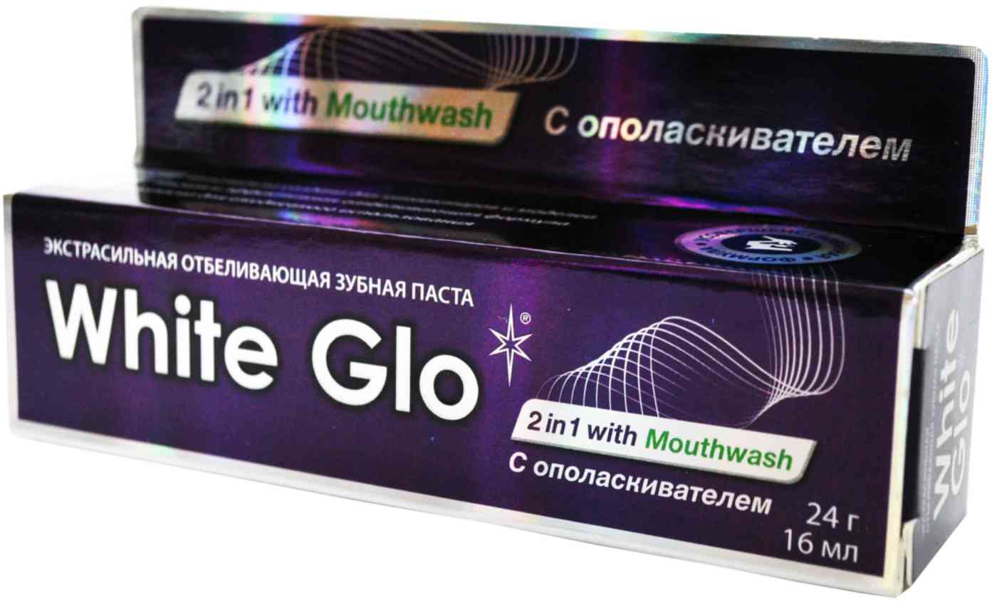 Зубная паста White Glo 2в1 экстрасильная отбеливающая с ополаскивателем