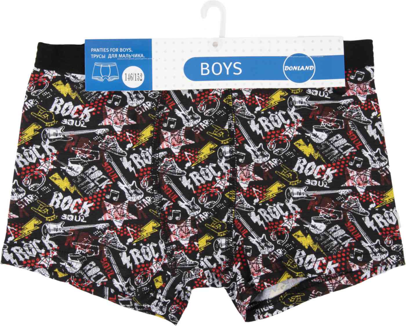 Трусы для мальчика Donland Boys Rock цвет: черный/красный/белый/желтый размер: 146-152