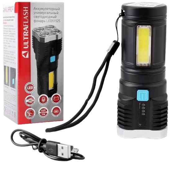 Фонарь ручной Ultraflash Micro-USB LED 51525