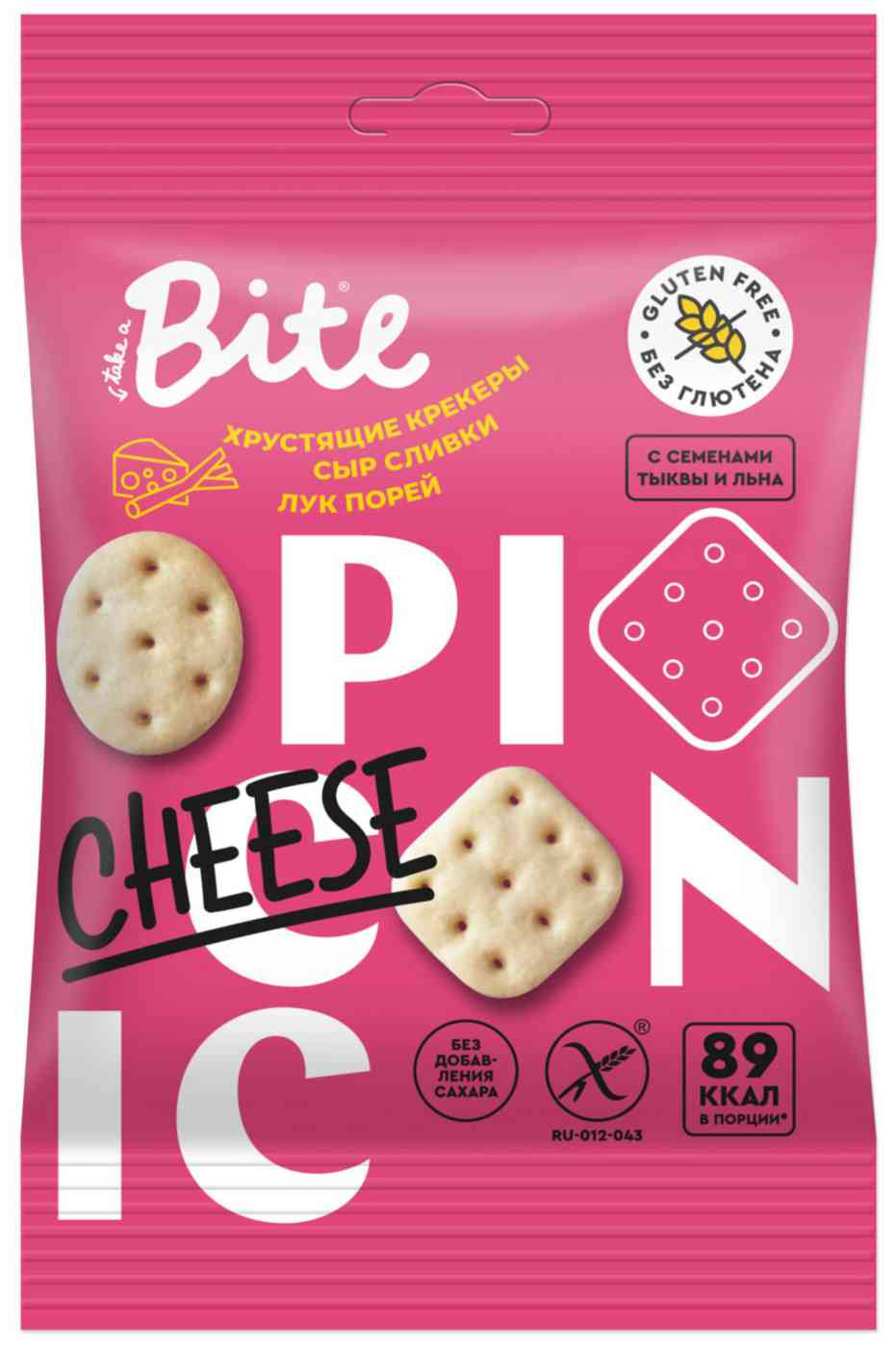 Крекеры хрустящие Take a Bite Picnic Сыр, сливки, лук порей