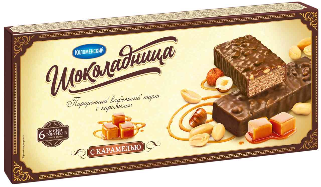 Торт вафельный  Шоколадница порционный с карамелью
