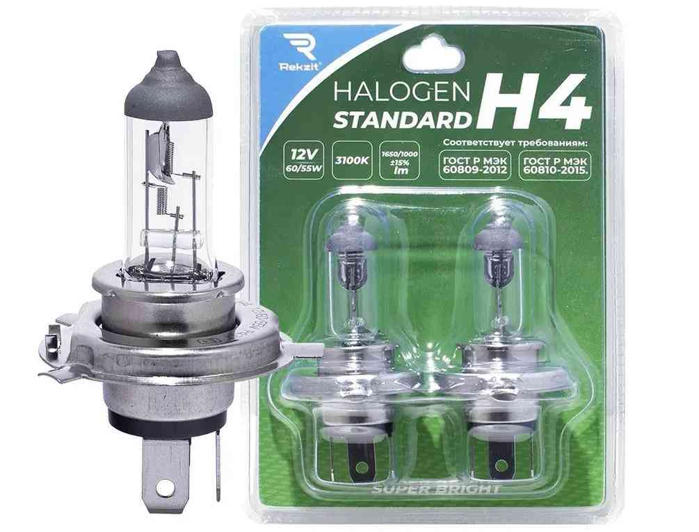 Лампа галогенная Rekzit Standard H4 2шт.