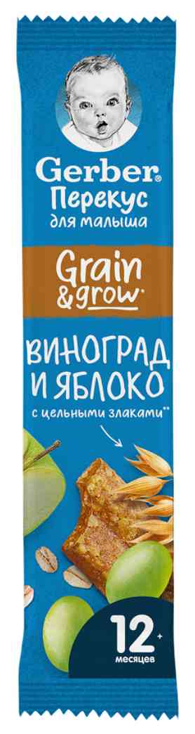 Батончик фруктово-злаковый Gerber виноград-яблоко с 12 месяцев