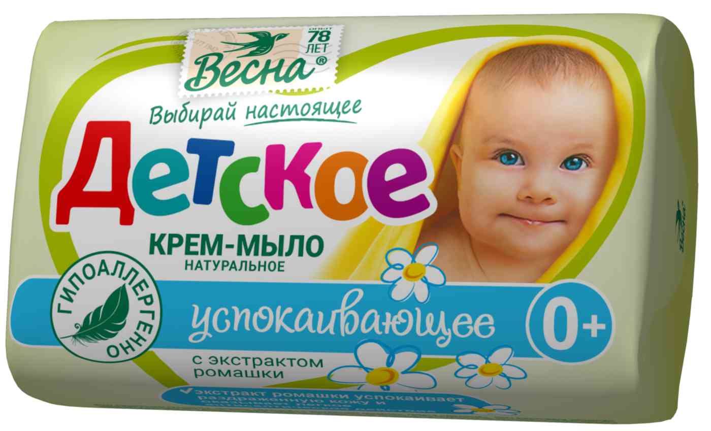 Крем-мыло детское успокаивающее Весна с экстрактом ромашки, с рождения