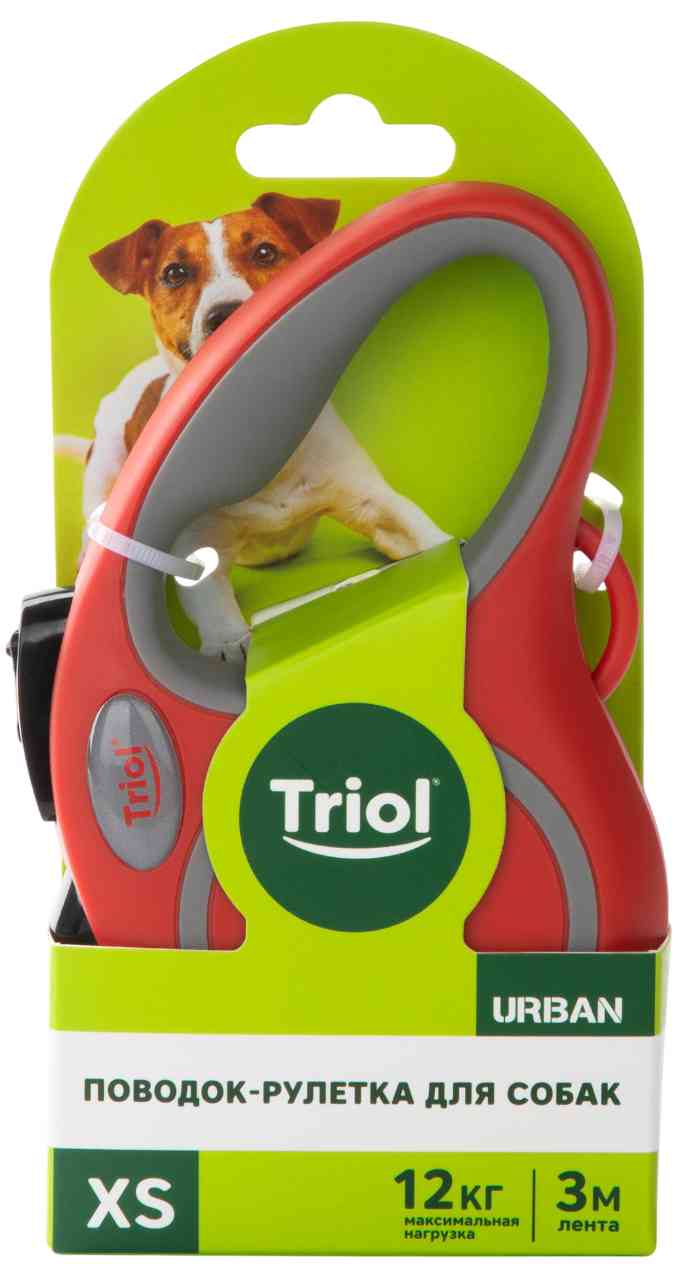 Поводок-рулетка для собак до 12 кг Triol Urban XS красный