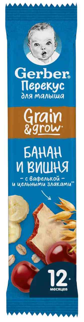 Батончик фруктово-злаковый Gerber банан-вишня с 12 месяцев