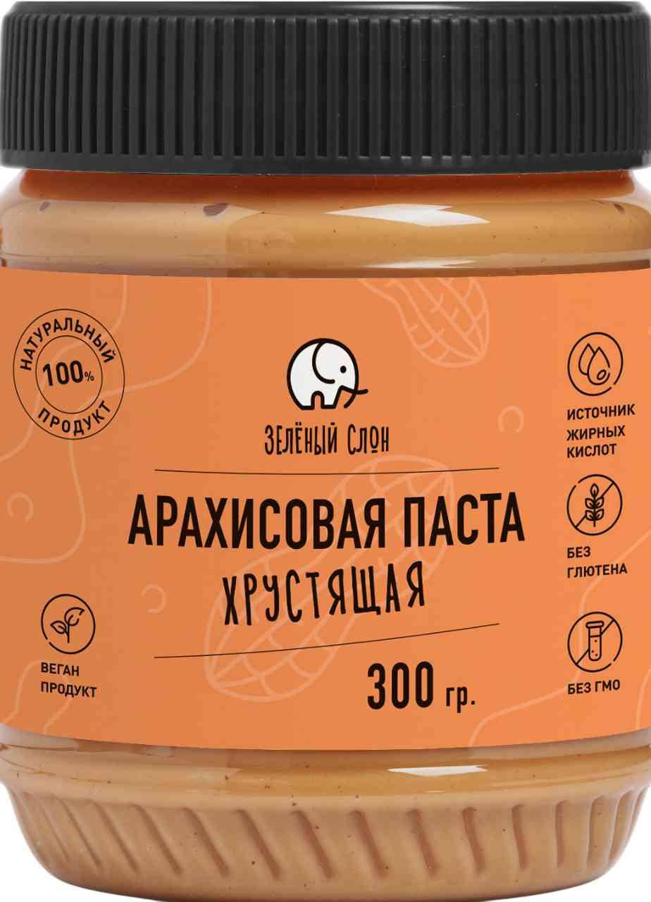 Паста арахисовая Зелёный Слон Хрустящая