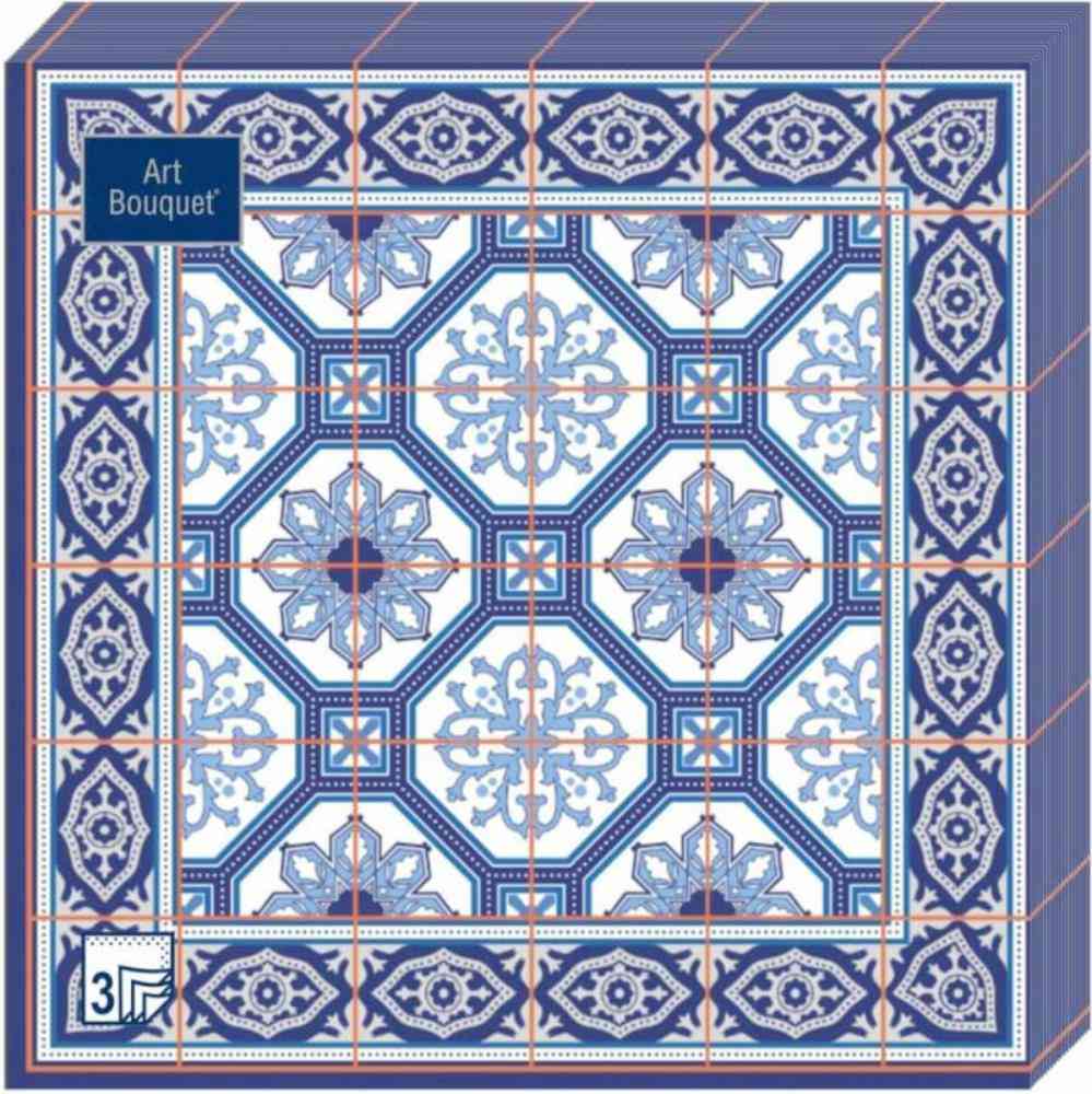 Салфетки декоративные Art Bouquet Азулежу-4 3 слоя цвет: синий