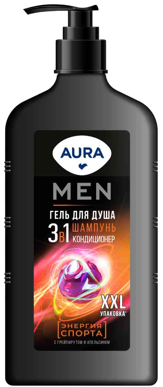 Гель для душа 3в1 Aura Men Энергия спорта