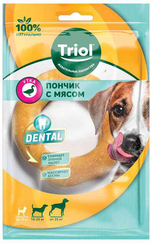 Лакомство для собак средних и крупных пород Triol Dental Пончик с мясом утки