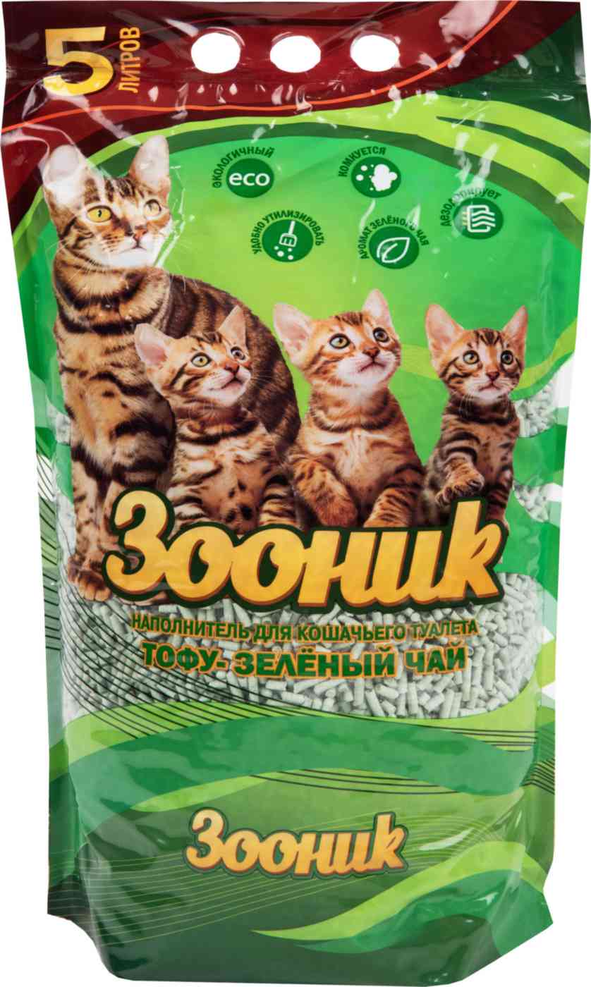 Наполнитель для кошачьего туалета Зооник тофу-зеленый чай Zoonik