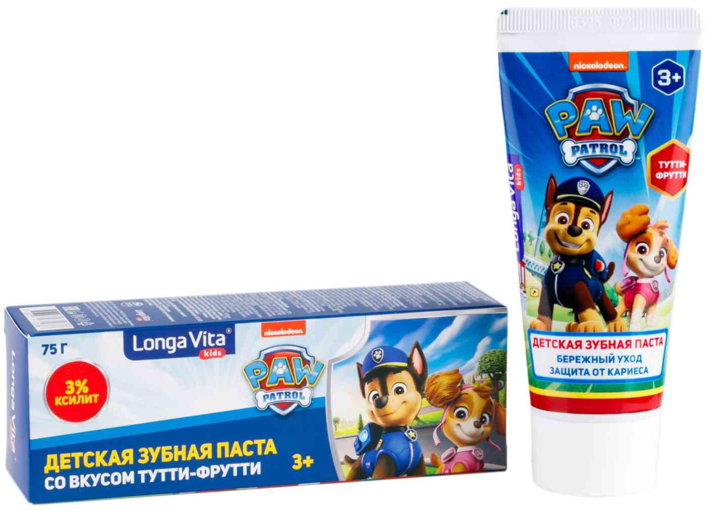 Зубная паста детская Longa Vita Kids Paw Patrol тутти-фрутти с 3 лет