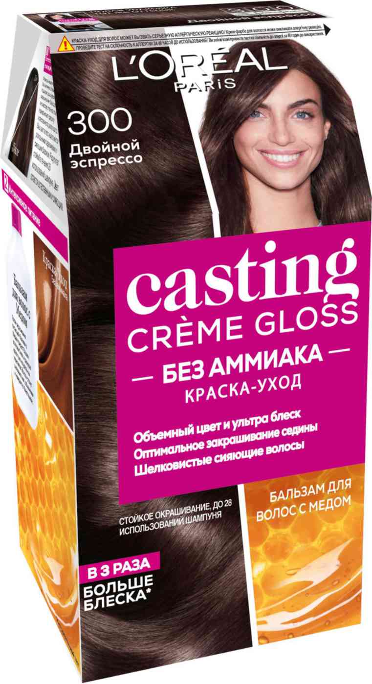 Краска-уход для волос L'Oreal Paris Casting Creme Gloss 300 Двойной Эспрессо, без аммиака