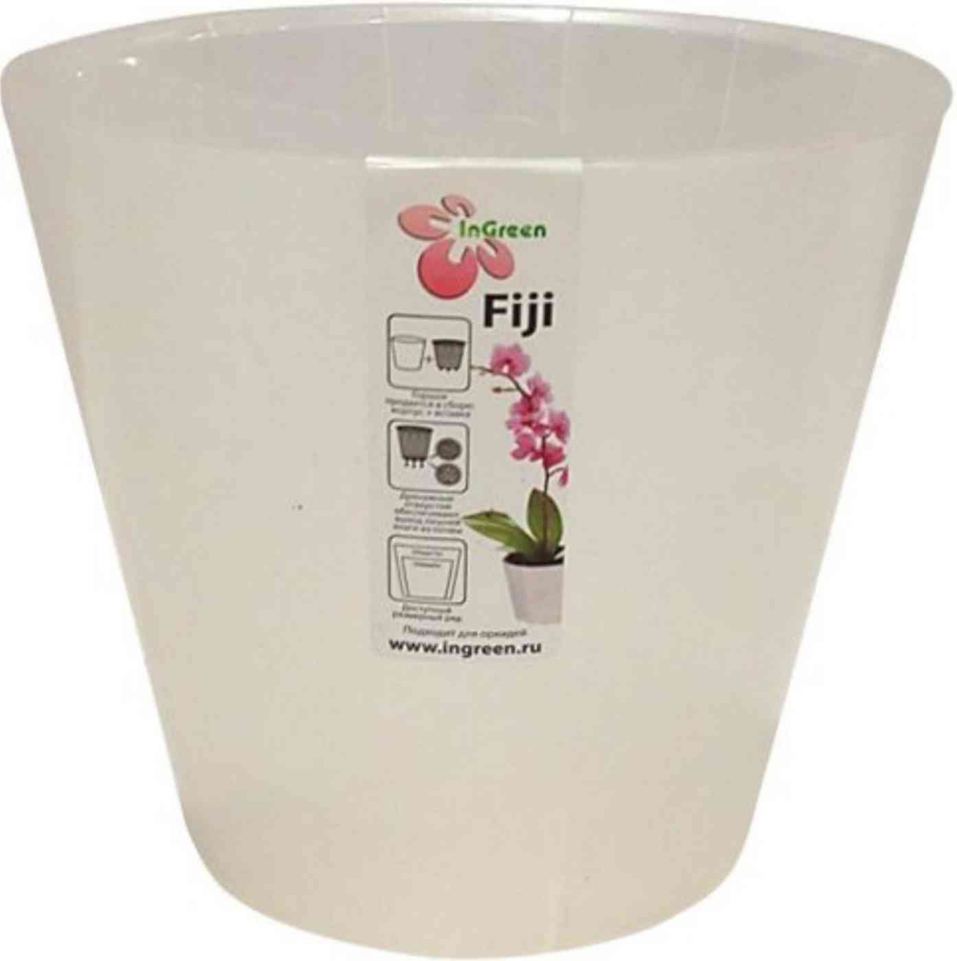 Горшок для цветов InGreen Fiji цвет: белый перламутр