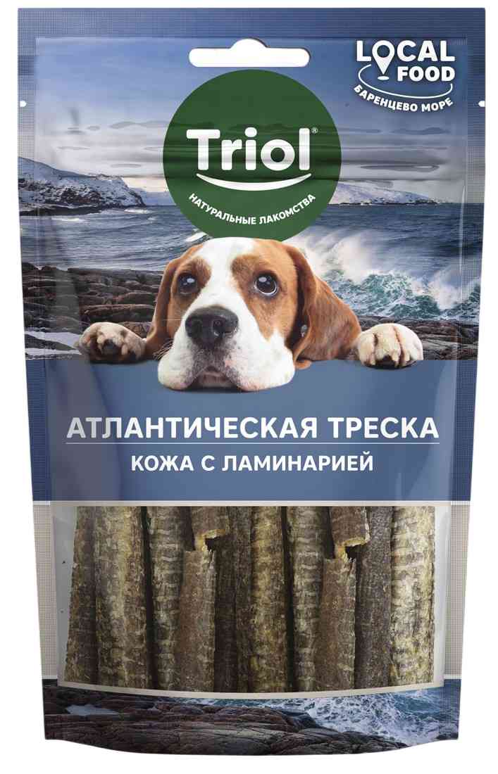 Лакомство для собак Triol Кожа атлантической трески с ламинарией