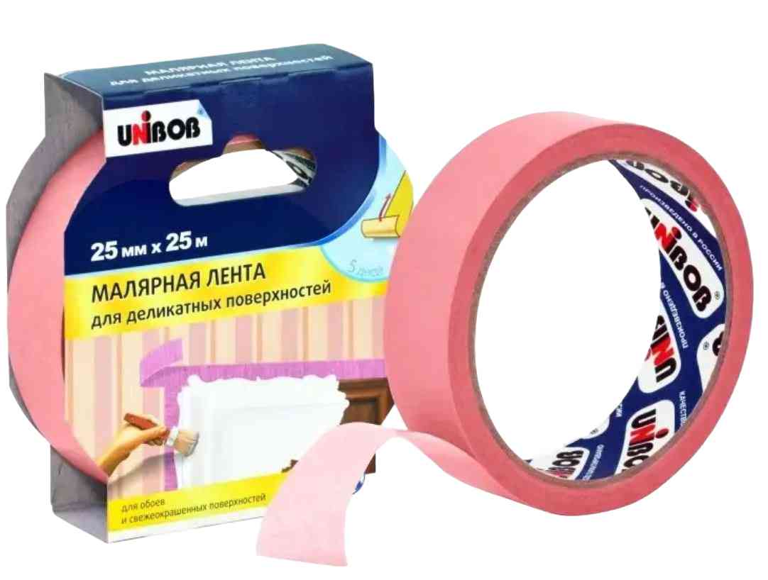 Лента клейкая малярная Unibob для деликатных поверхностей