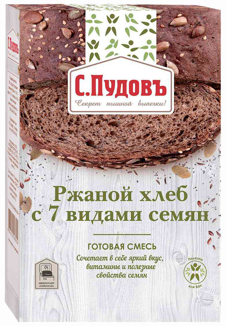 Смесь для выпечки С. Пудовъ Ржаной хлеб с 7 видами семян