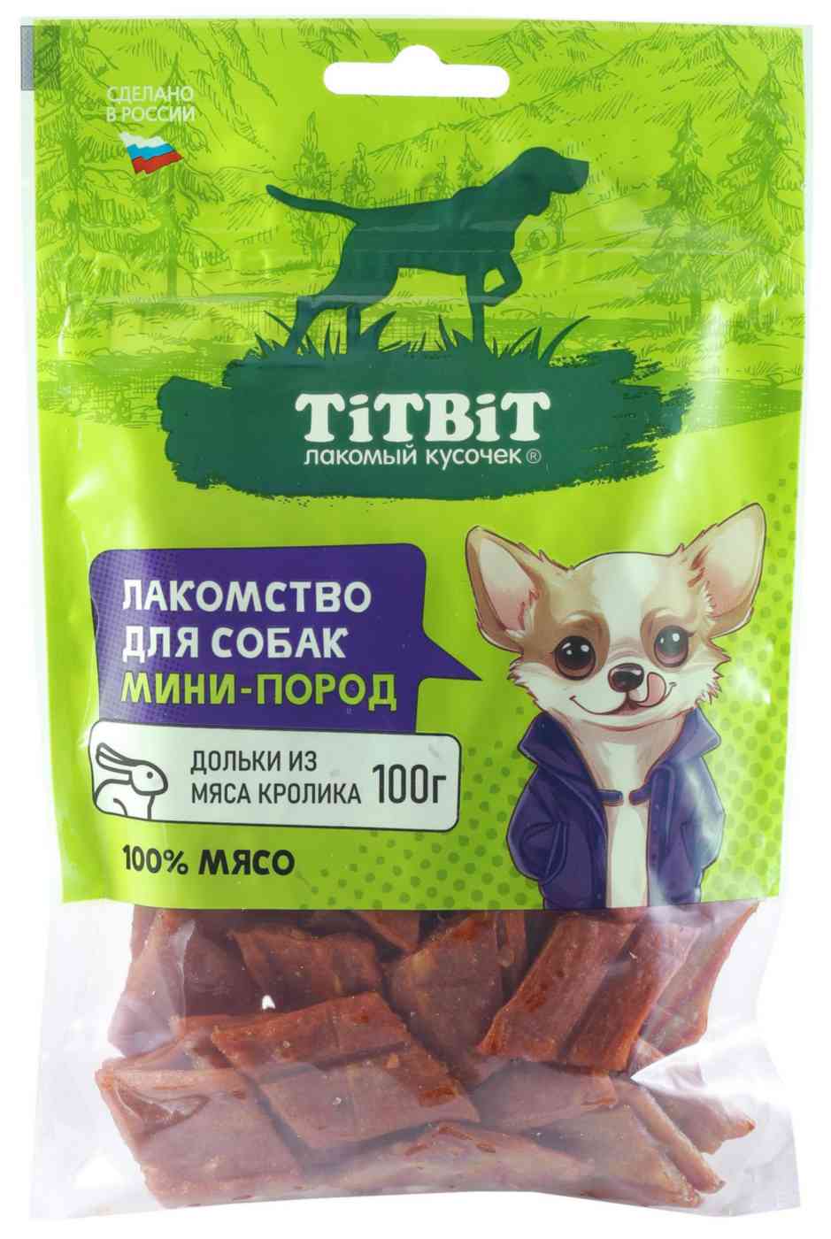 Лакомство для собак мини пород TiTBiT Дольки из мяса кролика