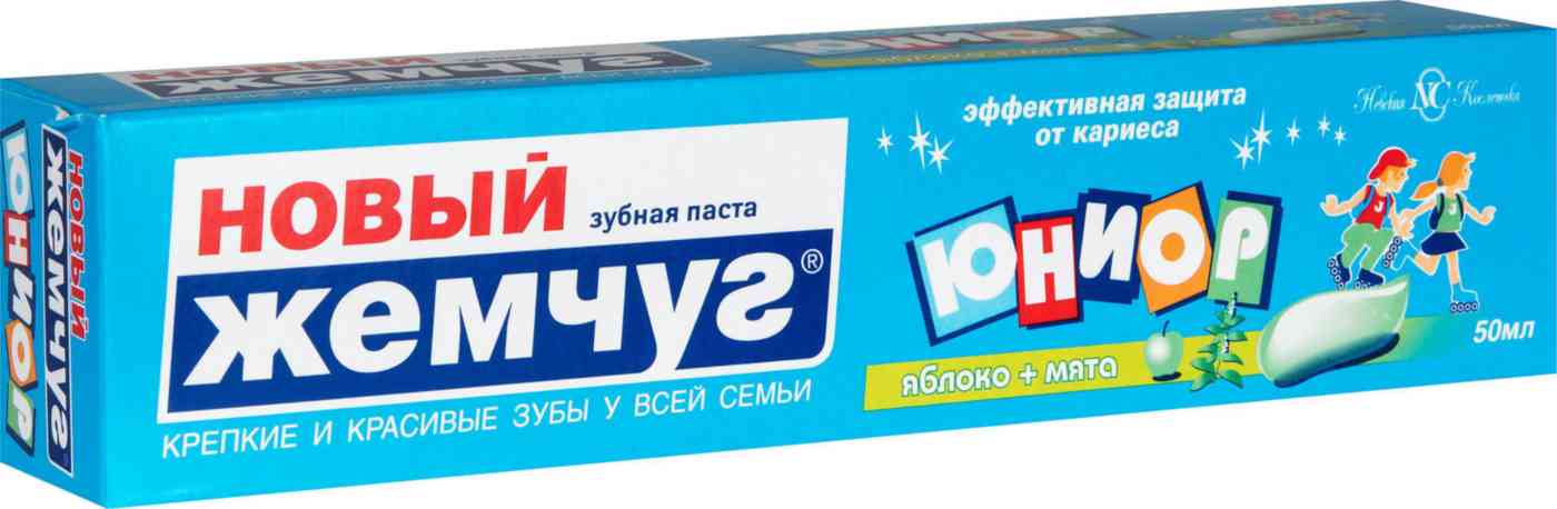 Зубная паста Новый Жемчуг Юниор яблоко-мята с 7 до 14 лет