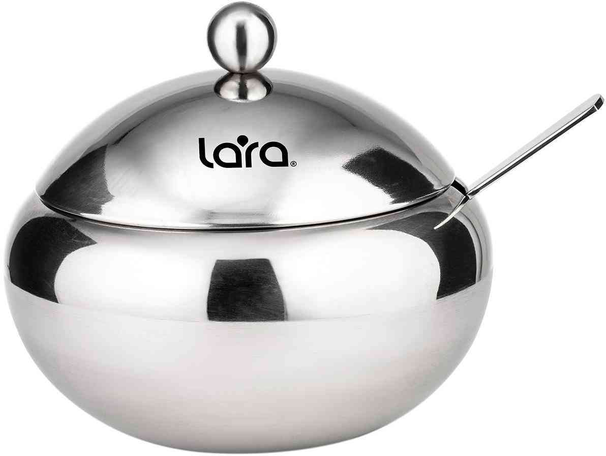 Сахарница Lara круглая со стальной ложкой