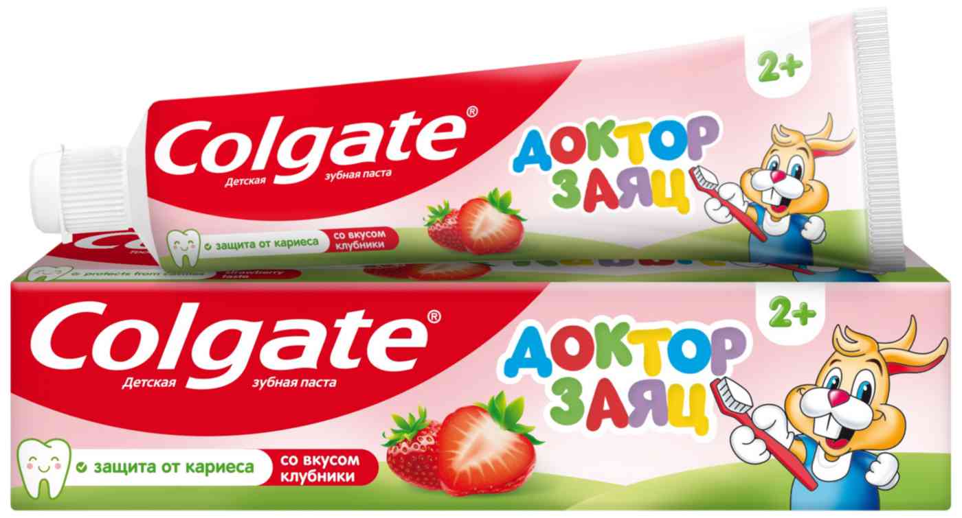 Зубная паста детская Colgate Доктор Заяц защита от кариеса клубника с 2 лет