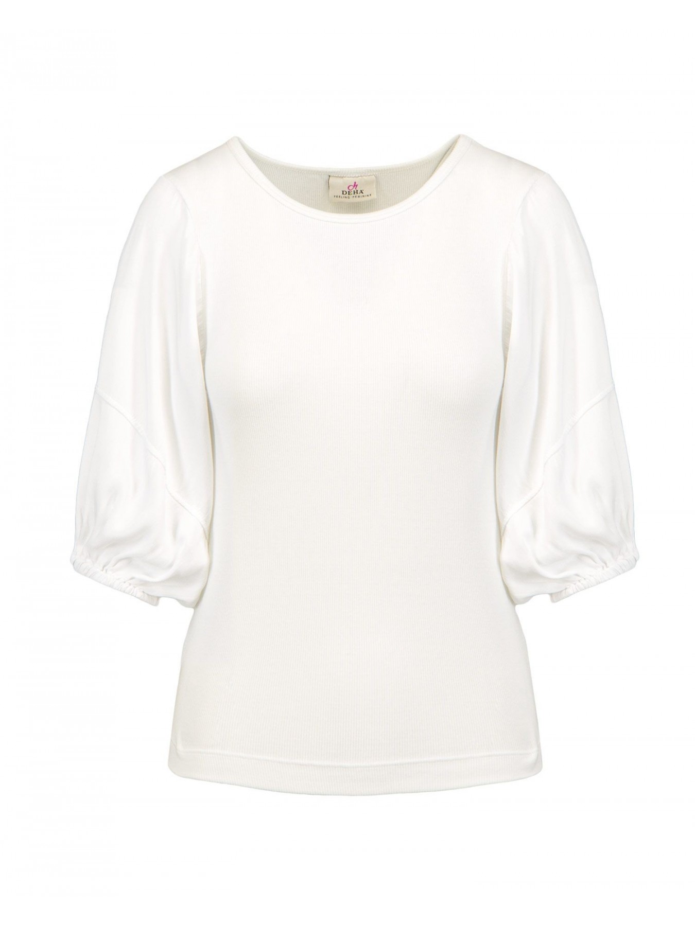 Пуловер женский  Puff Sleeves Ribbed T-Shirt DEHA D83752