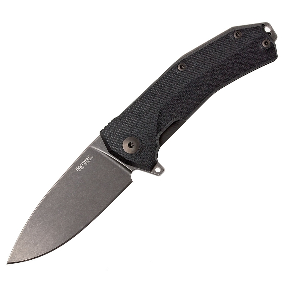 Нож складной LionSteel KUR BBK G10 Black Flipper, сталь Stonewashed & PVD-Coated Uddeholm Sleipner®, стеклотекстолит, чёрный Lion Steel