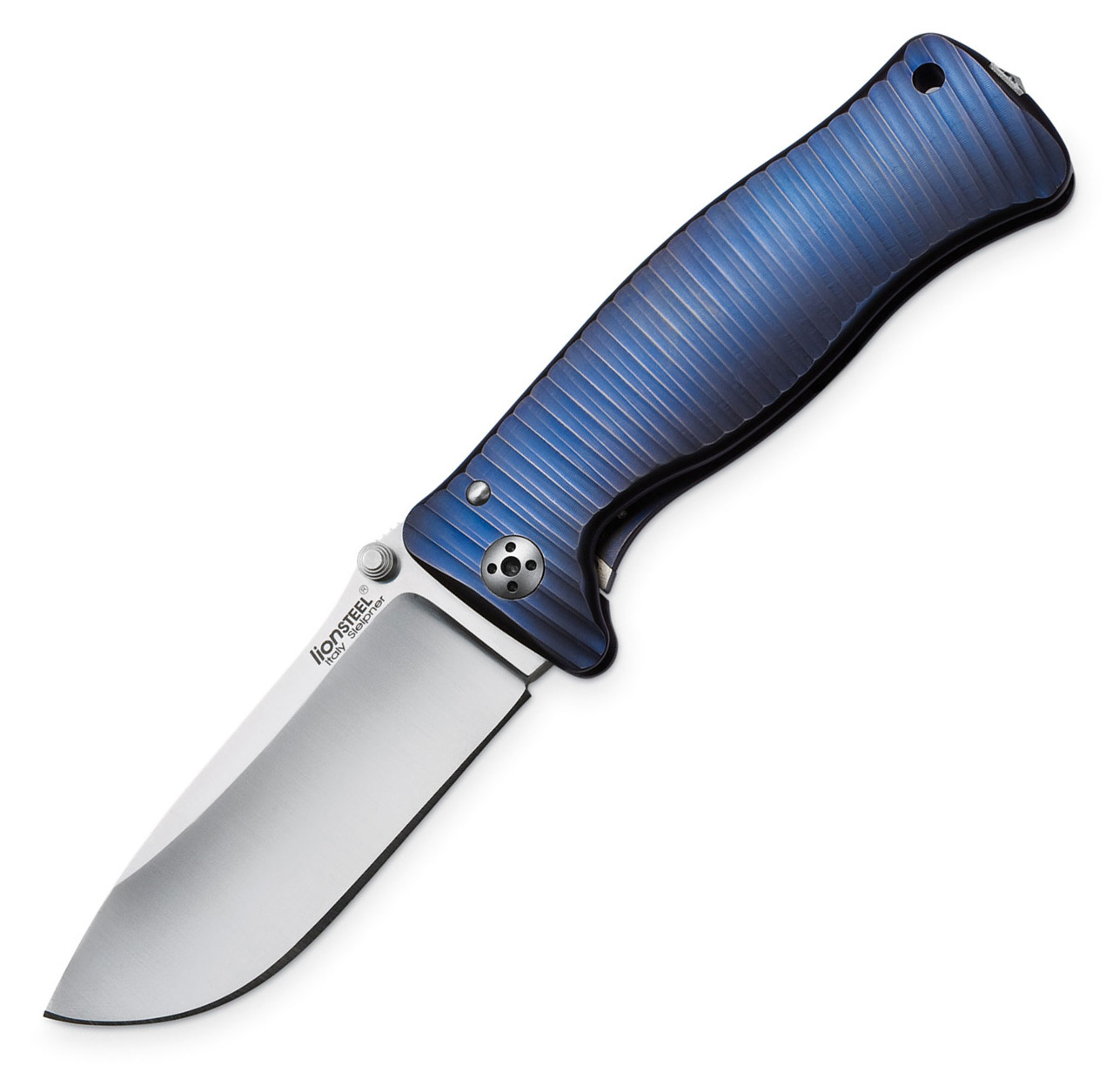 Нож складной LionSteel SR1 V (VIOLET), сталь Sleipner Satin Finish, рукоять титан по технологии SOLID®, фиолетовый Lion Steel