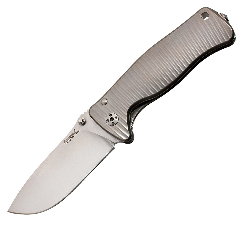 Нож складной LionSteel SR2 G (GREY) Mini, сталь Uddeholm Sleipner® Satin, рукоять титан по технологии Solid®, серый Lion Steel