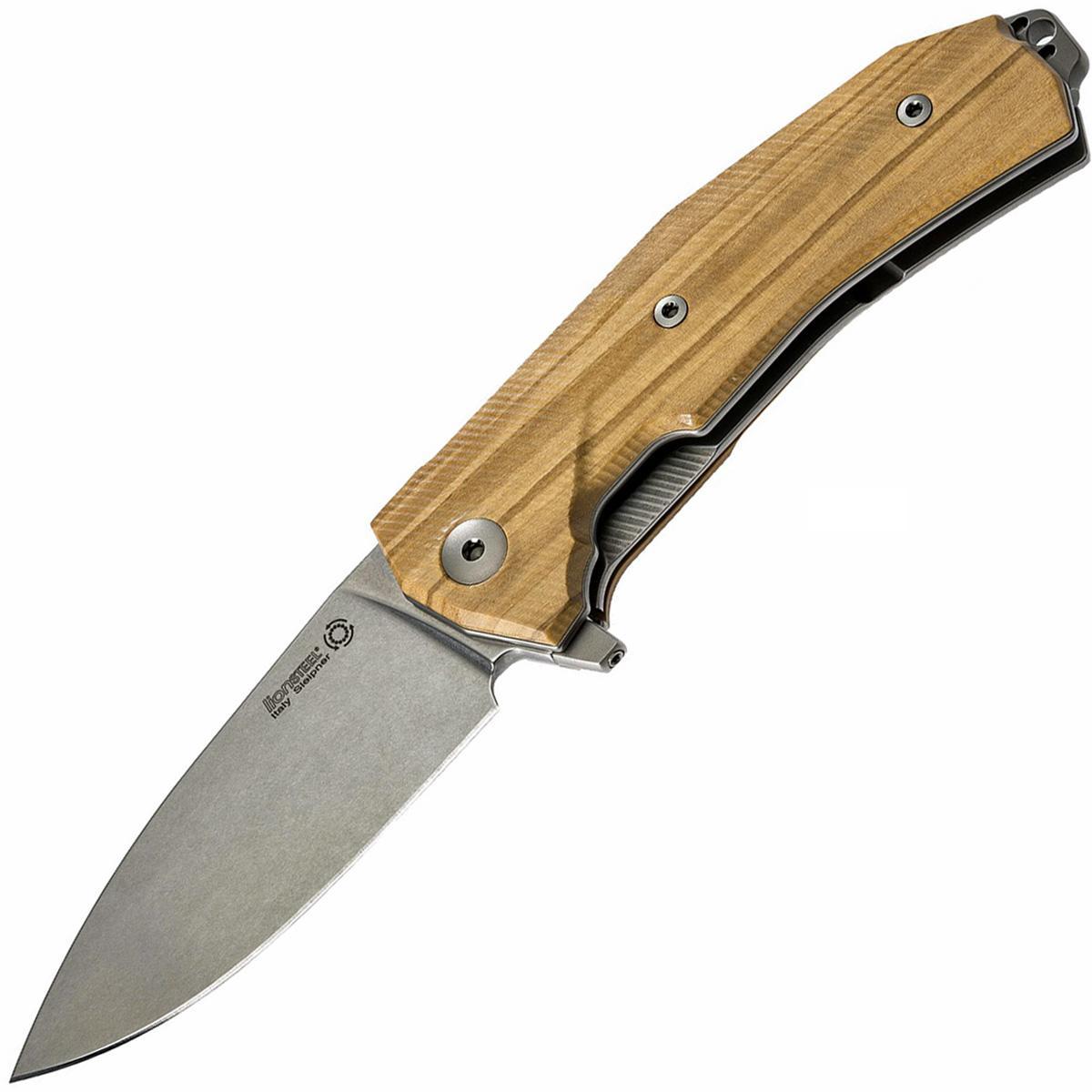 Нож складной LionSteel KUR UL Olive Wood Flipper, сталь Uddeholm Sleipner®, рукоять оливковое дерево Lion Steel